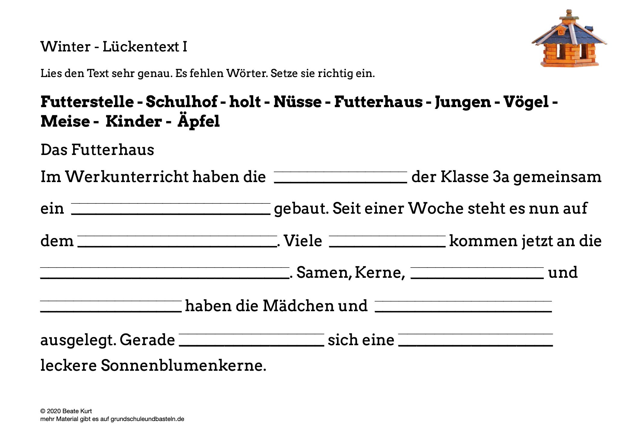 Im Winter: Lückentexte für Klasse 3 – grundschuleundbasteln.de