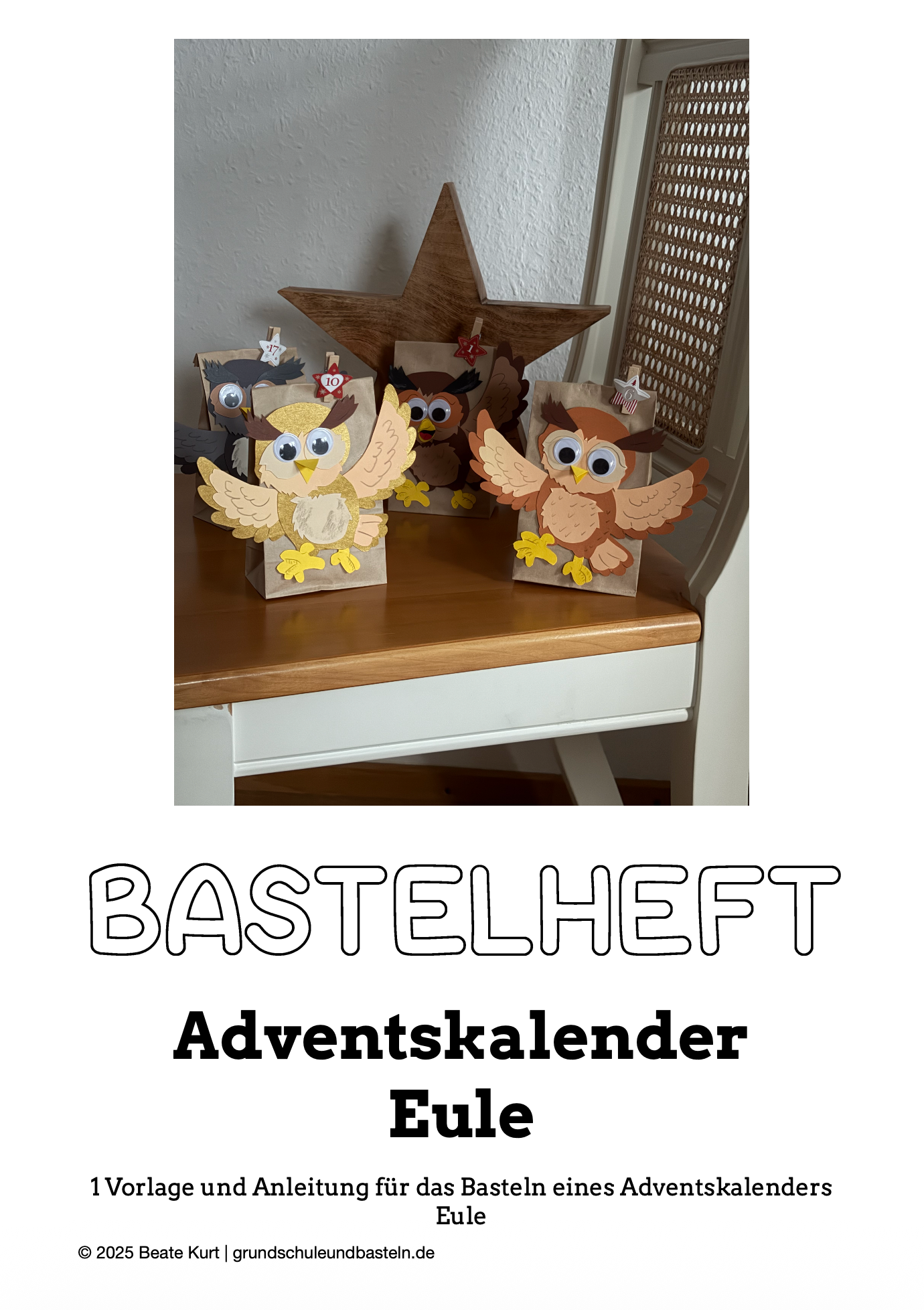 Bastelheft: Adventskalender Eule