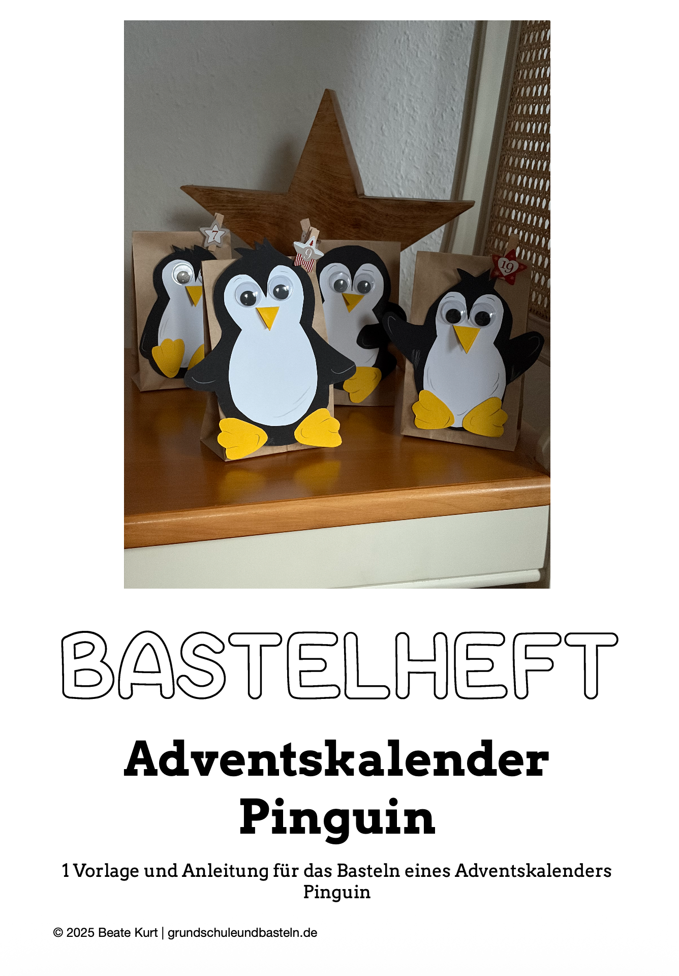 Bastelheft: Adventskalender Pinguin