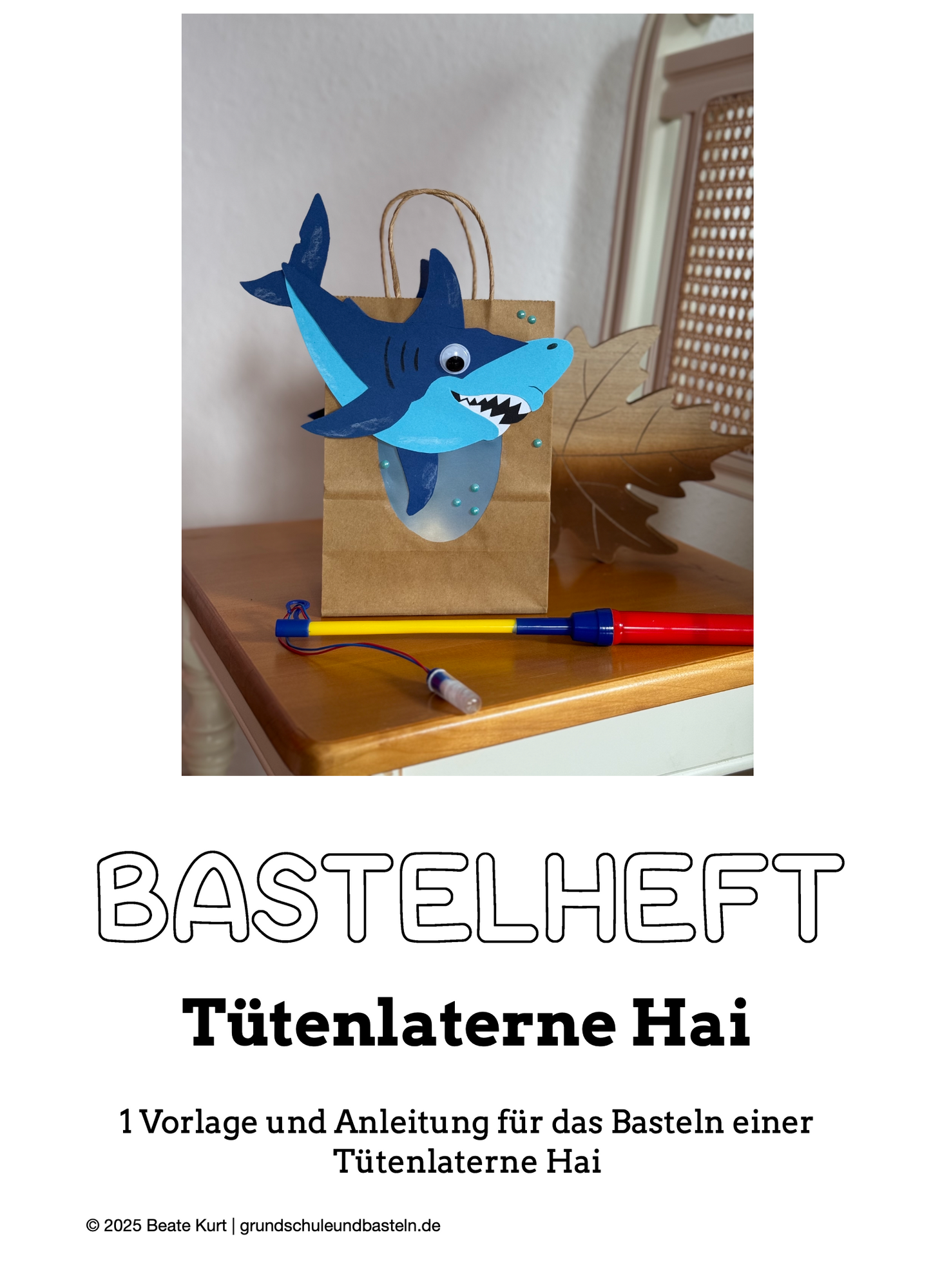 Bastelheft: Tütenlaterne Hai