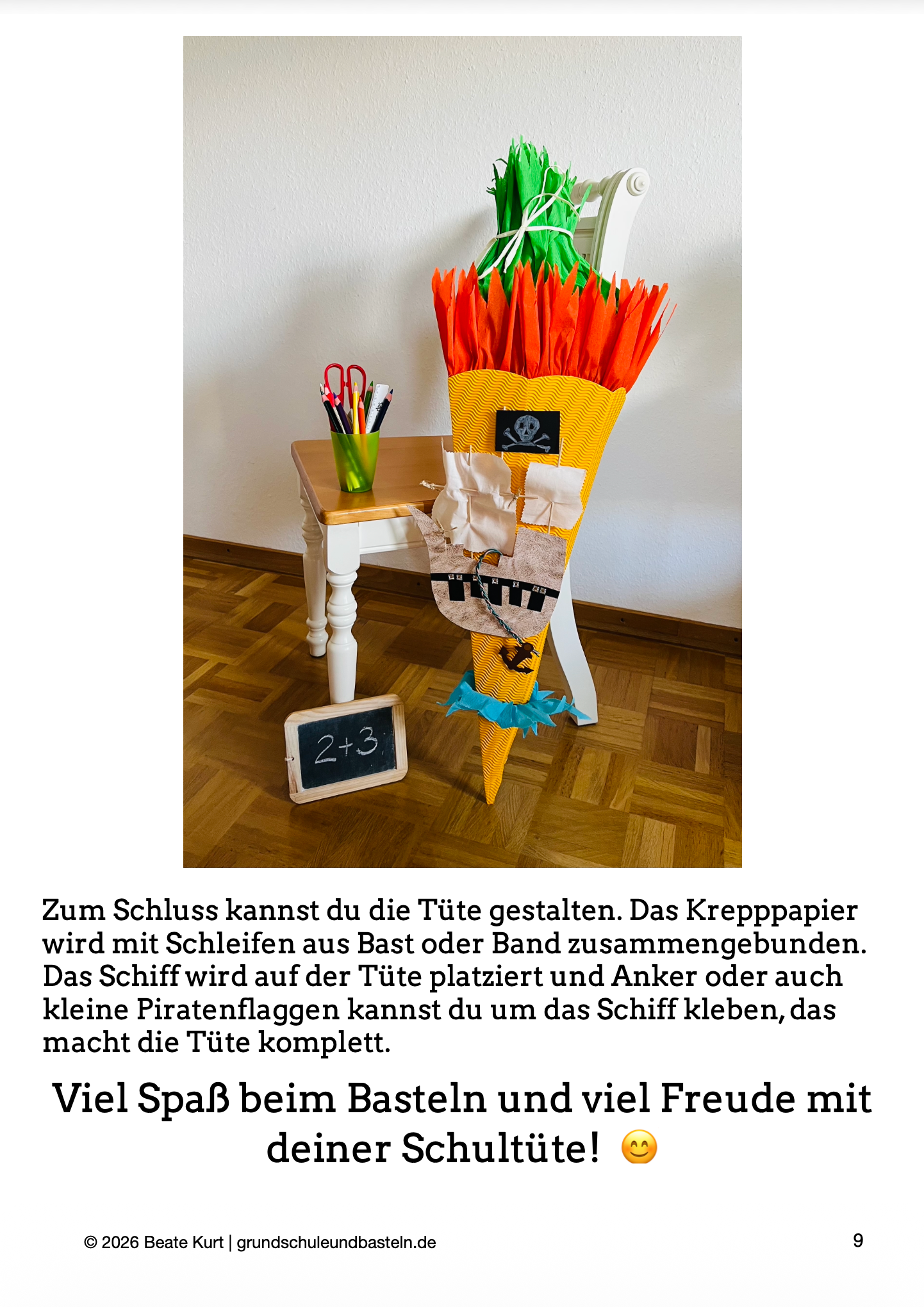Bastelheft: Schultüte Piratenschiff