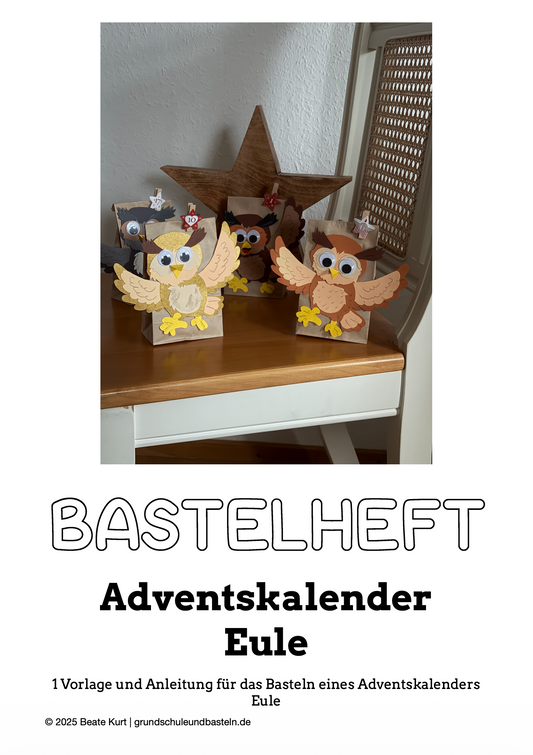 Adventskalender Eule - ein Bastelheft