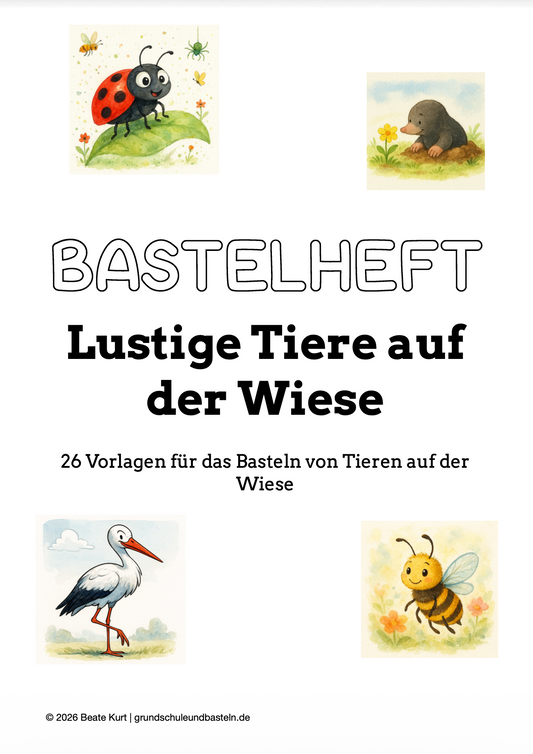 NEU bei uns: Bastelheft - Tiere auf der Wiese