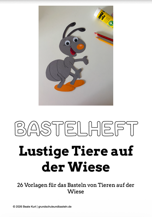 Lustige Tiere auf der Wiese - ein Bastelheft
