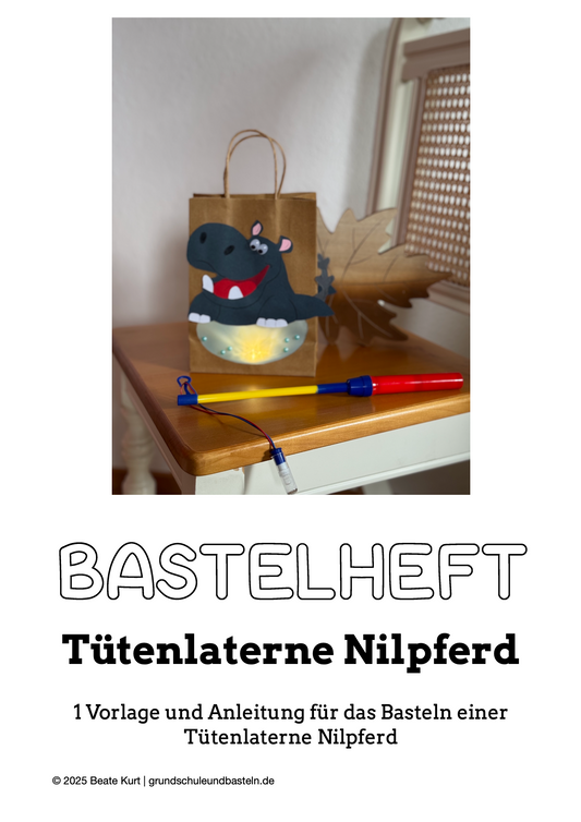 Laternenzeit: ein Bastelheft – Tütenlaterne Nilpferd