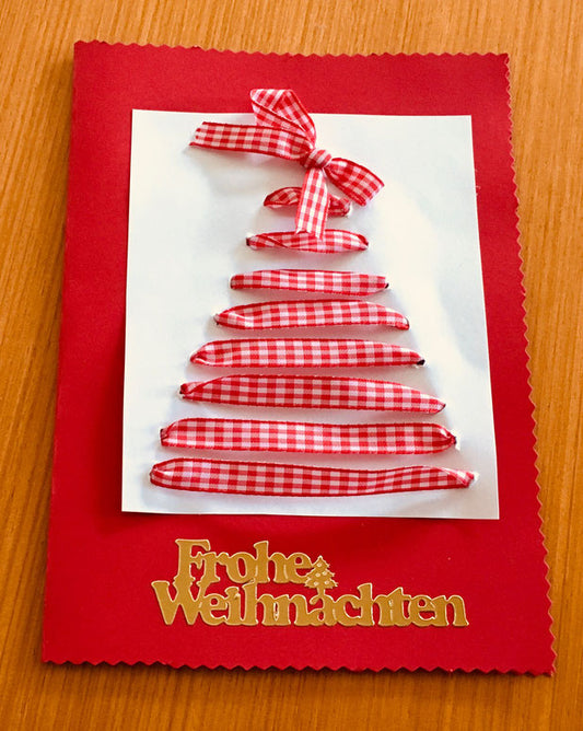 Advent: Weihnachtskarte mit Geschenkband - Bäumchen