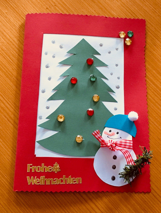 Advent: Weihnachtskarte mit Schneemann