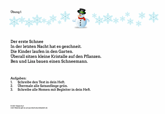Advent: Kleine Deutschübung 1