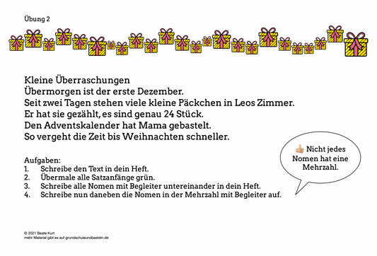 Advent: Kleine Deutschübung 2