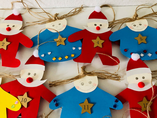 Adventskalender: 12 kleine Weihnachtsmänner und 12 kleine Engel basteln