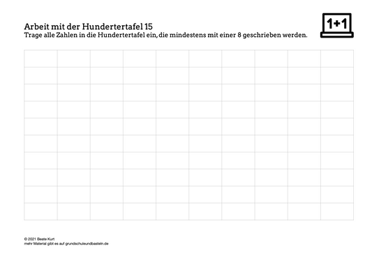 Mathematik: Rechnen bis 100 - Übung 15