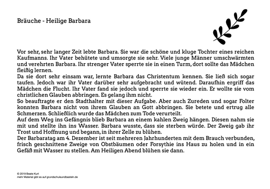 Brauchtum: Heilige Barbara