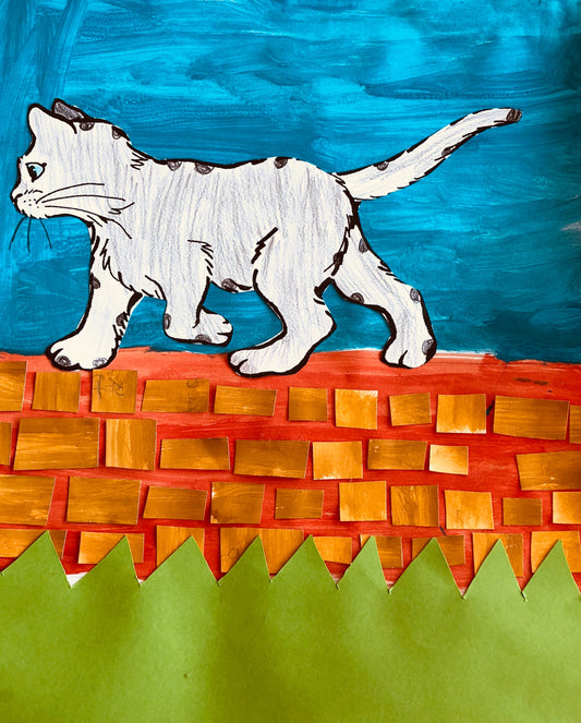 Auf der Wiese: Collage mit Katze gestalten