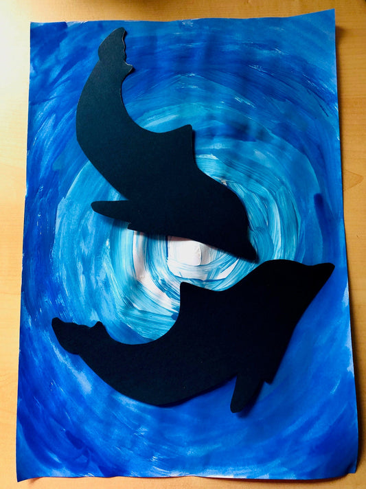 Im Sommer: Eine Collage gestalten - Delfine