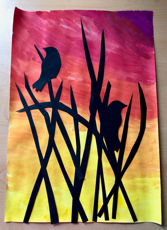 Auf der Wiese: Collage - Sonnenuntergang gestalten