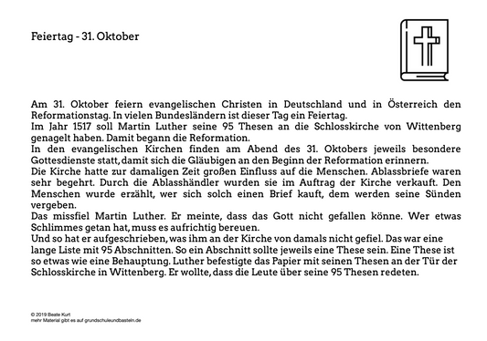 Feiertag: Der 31. Oktober