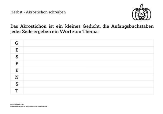 Herbst: Ein Akrostichon schreiben