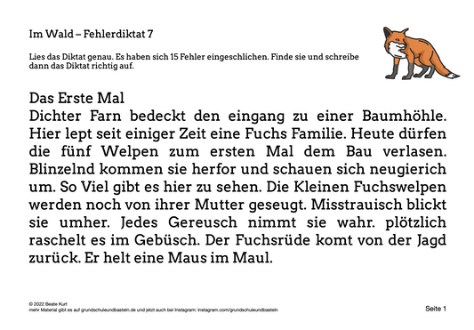 Im Wald: Ein Fehlerdiktat bearbeiten 7