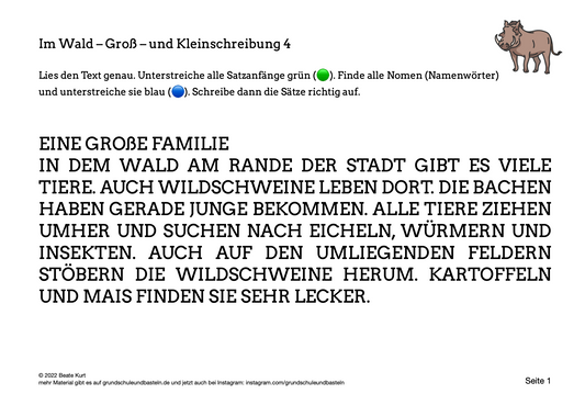 Im Wald: Groß- und Kleinschreibung üben 4