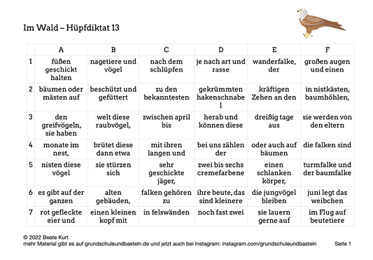 Im Wald: Ein Hüpfdiktat lösen 13