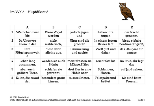 Im Wald: Ein Hüpfdiktat lösen 6