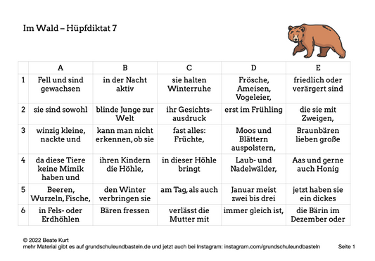Im Wald: Ein Hüpfdiktat lösen 7