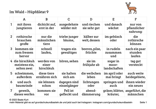 Im Wald: Ein Hüpfdiktat lösen 9