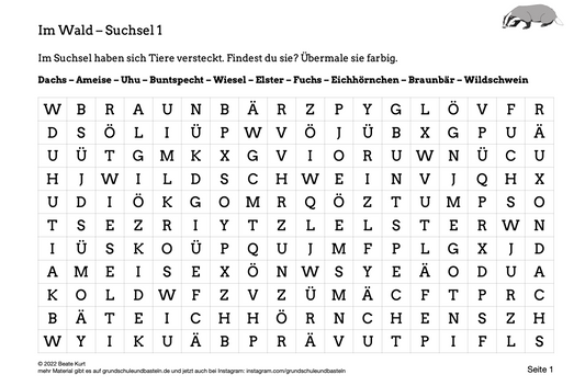 Im Wald: Ein Suchsel lösen 1