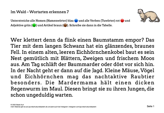 Im Wald: Wortarten erkennen 7