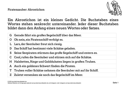 Piraten: Ein Akrostichon schreiben