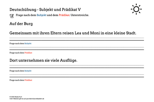 Im Sommer: Das Subjekt und Prädikat festigen 5
