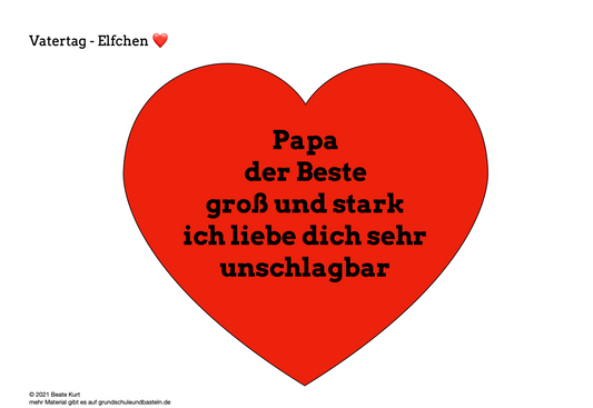 Zum Vatertag: Grußkarte -  Ein Elfchen schreiben