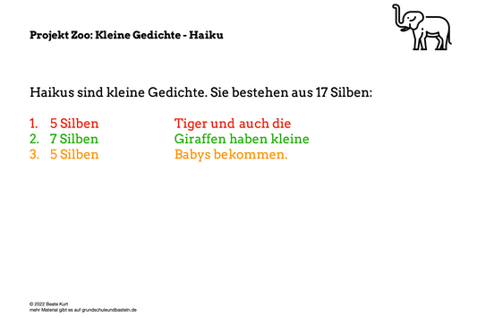 Zoo: Ein Haiku schreiben