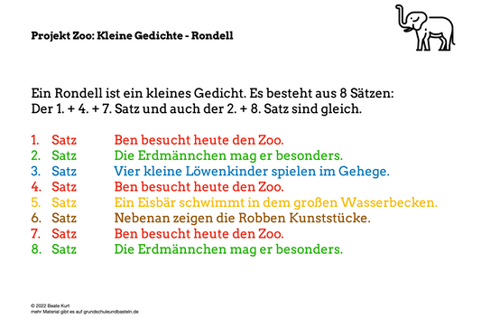 Im Zoo: Ein Zoo-Rondell schreiben