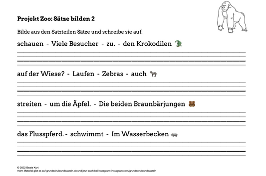 Im Zoo: Üben der Satzbildung 2