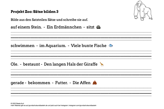 Im Zoo: Üben der Satzbildung 3