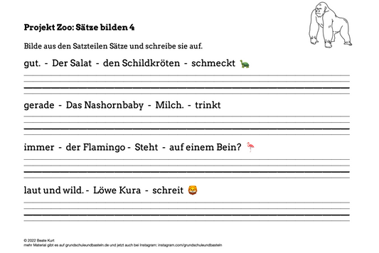 Im Zoo: Üben der Satzbildung 4