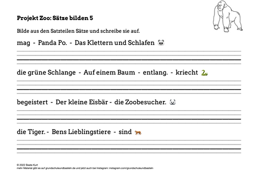 Zoo: Sätze schreiben 5