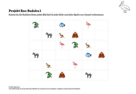 Im Zoo: Ein Sudoku mit Zootieren 1