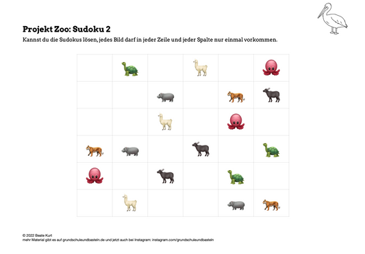 Im Zoo: Ein Sudoku mit Zootieren 2