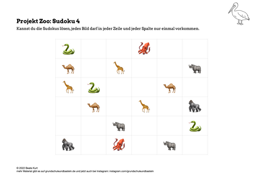 Im Zoo: Ein Sudoku mit Zootieren 4