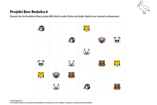 Im Zoo: Ein Sudoku mit Zootieren 6