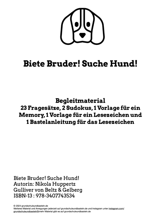 Gemeinsam lesen: Klassenlektüre – Biete Bruder!-Suche Hund!