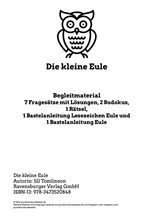 Schuljahresendspurt: Eine Klassenlektüre - Die kleine Eule