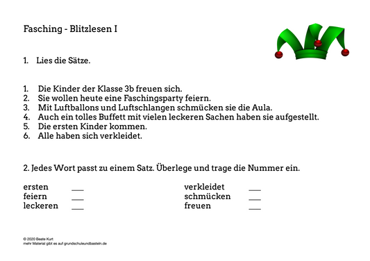 Im Fasching: Blitzlesen