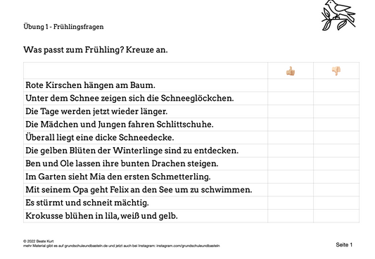 Im Frühling: Frühlingsfragen beantworten 1
