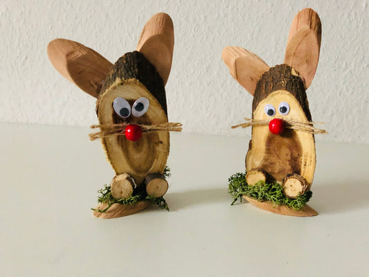 Im Frühling: Holzhäschen als Tischdekoration
