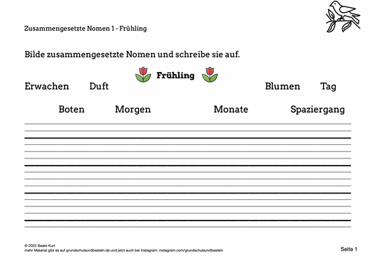 Im Frühling: Zusammengesetzte Nomen schreiben 1