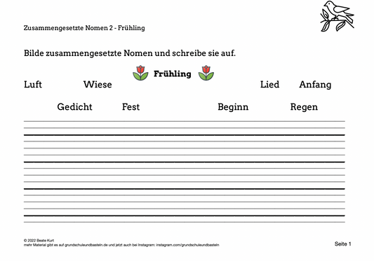 Im Frühling: Zusammengesetzte Nomen schreiben 2