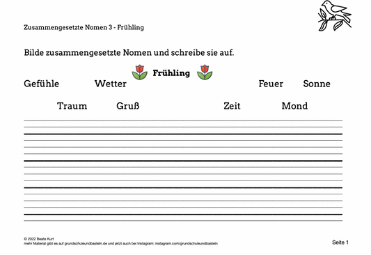 Im Frühling: Zusammengesetzte Nomen schreiben 3